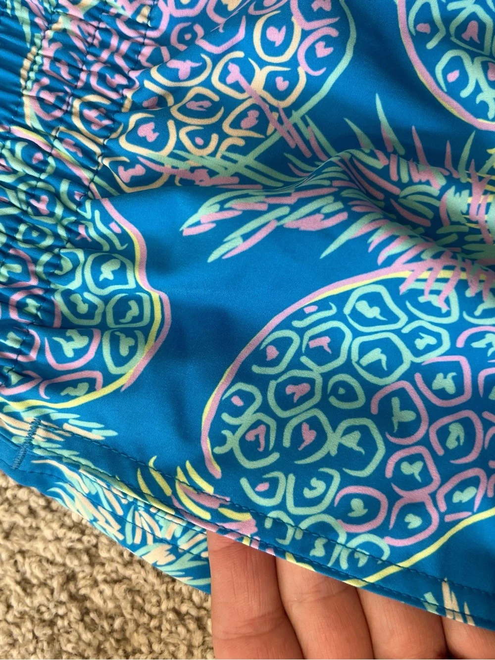 CHUBBIES Blue pineapple print swim trunks Men's 5.5” inseam Shorts Sz L Q19